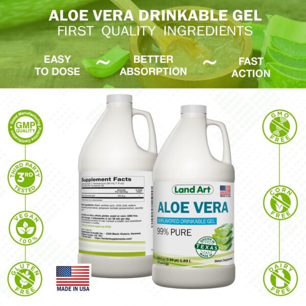 Gel de aloe vera orgánico Land Art 64 fl oz