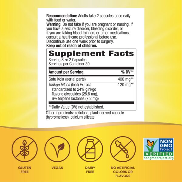 Ginkgo biloba suplemento vegano sin gluten Nature's Way