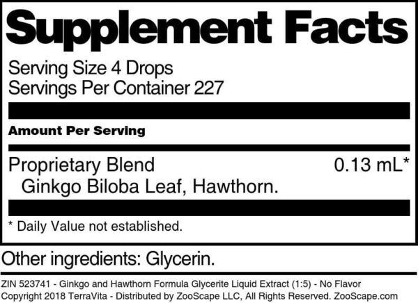 Version 1.0.0 Ginkgo espino extracto terravita 1 oz glicerina líquido