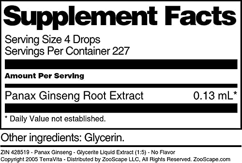 Version 1.0.0 Ginseng Panax extracto natural líquido sin rellenos 30 ml