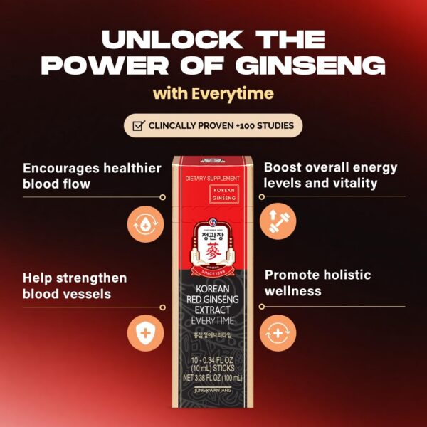 Ginseng rojo coreano Jung Kwan Jang para energía y stamina