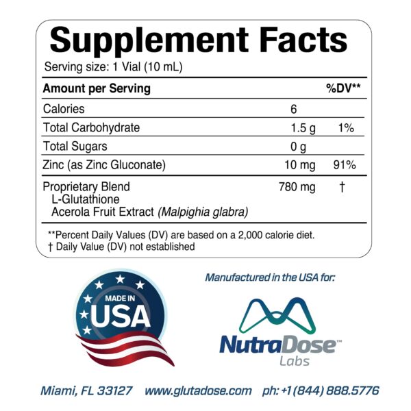 Frasco y gotero de glutatión