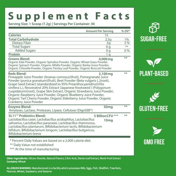 Polvo superalimento GOBIOTIX super green and red sabor mango