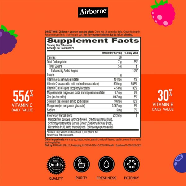 Gominolas Airborne para niños con vitaminas y antioxidantes naturales