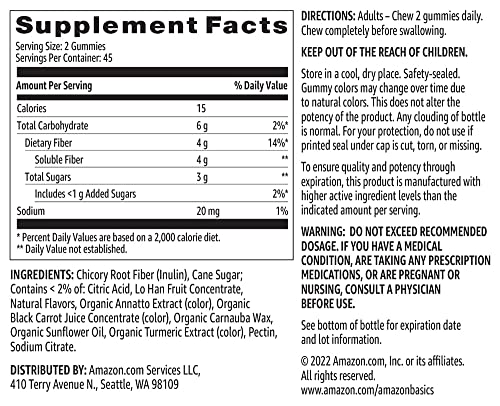 Gominolas de fibra para salud digestiva y regularidad de Amazon Basics