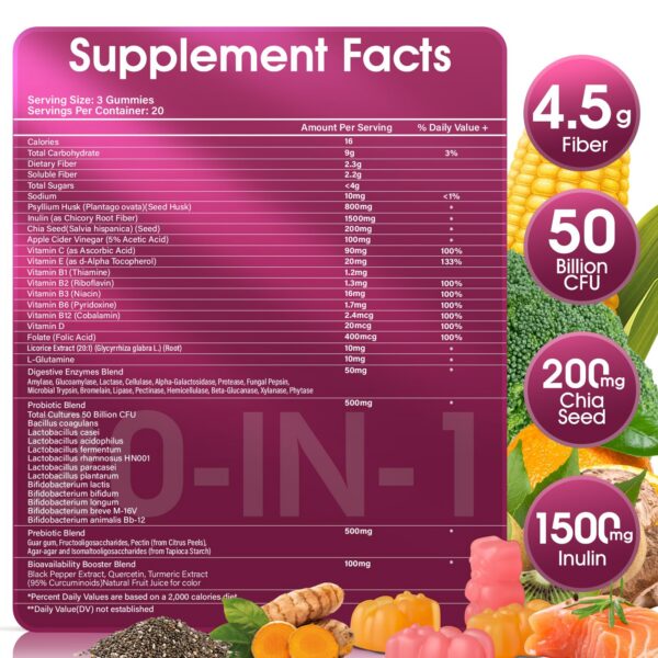 Gominolas para salud digestiva con enzimas y vitaminas esenciales