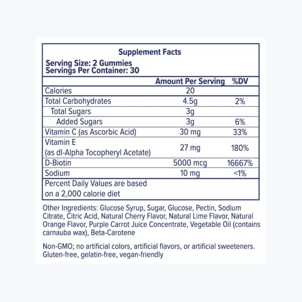 Gominolas veganas sabor cereza y cítricos para salud capilar