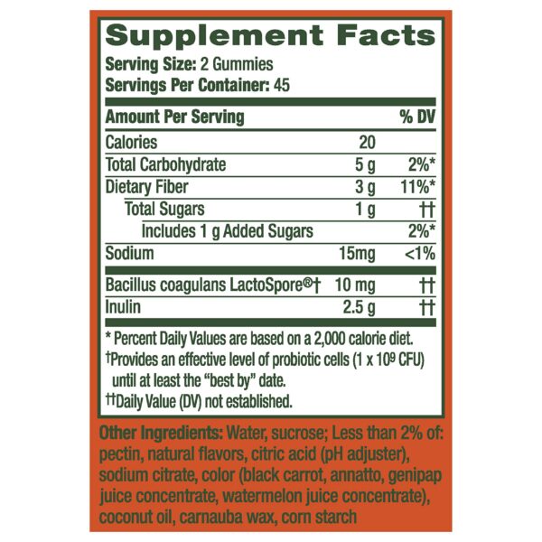 Gomitas Align con probiótico Bacillus Coagulans e inulina