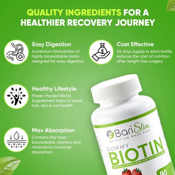 Gomitas BariSlim vitamina biotina para salud post bariátrica