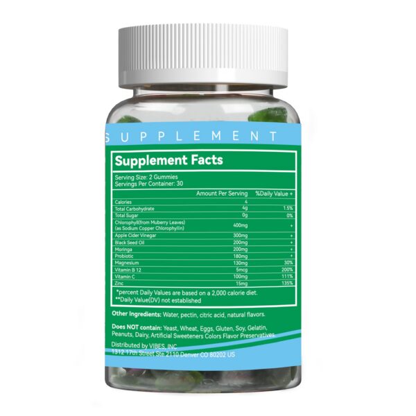 Gomitas clorofila con vitamina B12 y zinc para detox cuerpo