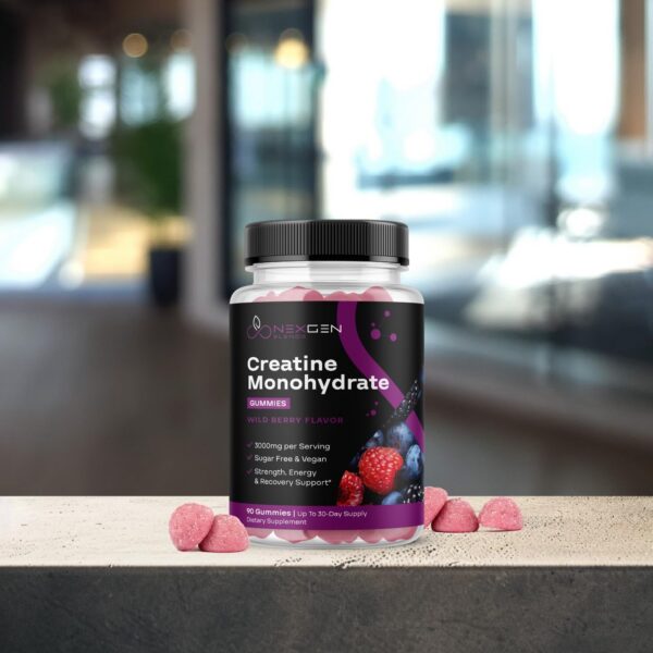 Version 1.0.0 Gomitas creatina en frasco de vidrio