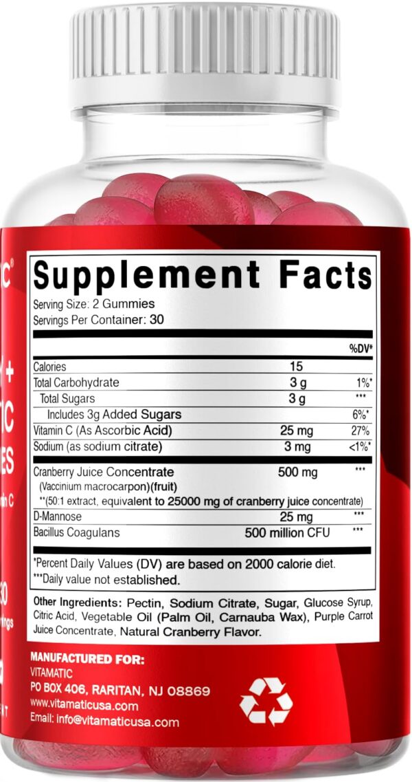 Gomitas D-Mannosa Vitamatic apoyo sistema urinario