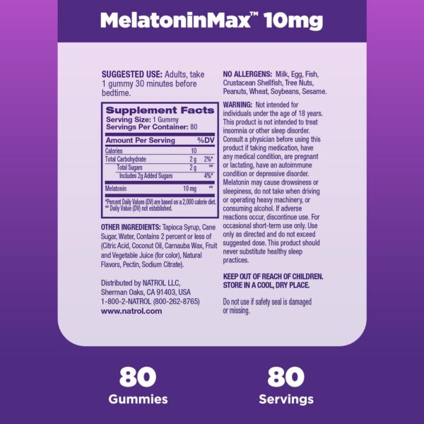 Gomitas melatonina sabor arándano Natrol vista frontal