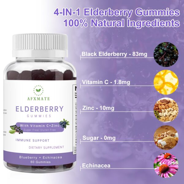 Gomitas moradas AFXMATE saúco negro zinc y vitamina C