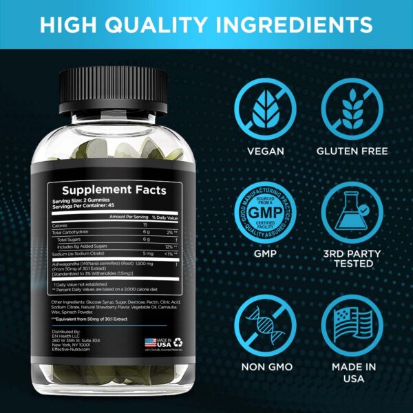Gomitas naturales Ashwagandha Effective Nutra sin gluten