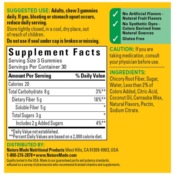 Gomitas Nature Made fibra con 5 g por porción frasco 90 unidades