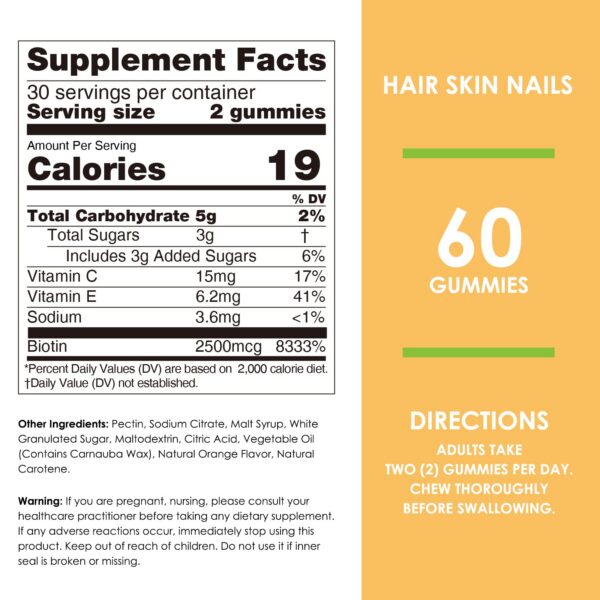 Gomitas Nature's Key para cabello piel uñas saludables