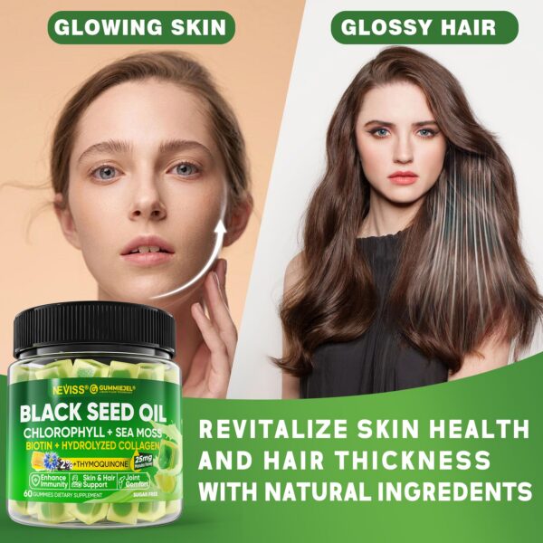 Producto gomitas NEVISS mezcla melatonina y aceite de semilla negra