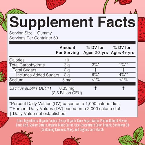 Gomitas orgánicas con 2.5 mil millones CFU por porción para niños