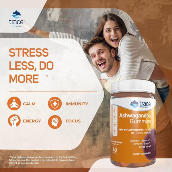 Gomitas sabor maracuyá y naranja Trace Minerals ashwagandha