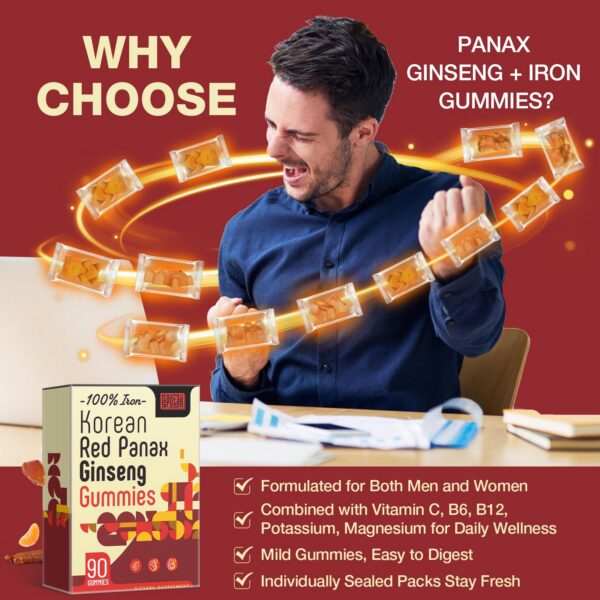 Gomitas saborosas hierro y ginseng para energía y salud