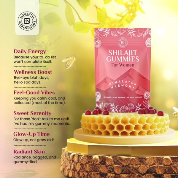 Gomitas saludables Shilajit para mujeres con miel y antioxidantes