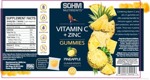 Gomitas SOHM con zinc y vitamina c para adultos