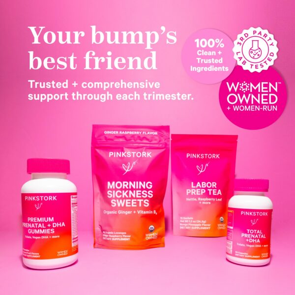 Suplemento gomitas prenatal para embarazo vegano Pink Stork