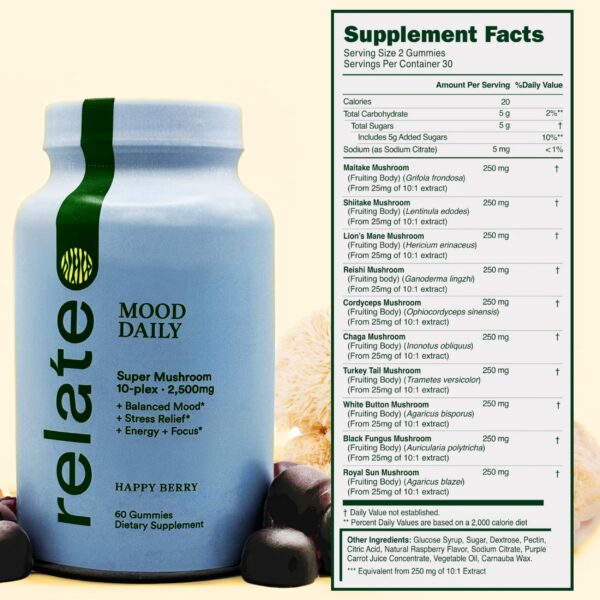 Gomitas vegan sin gluten relate Mood 60 unidades
