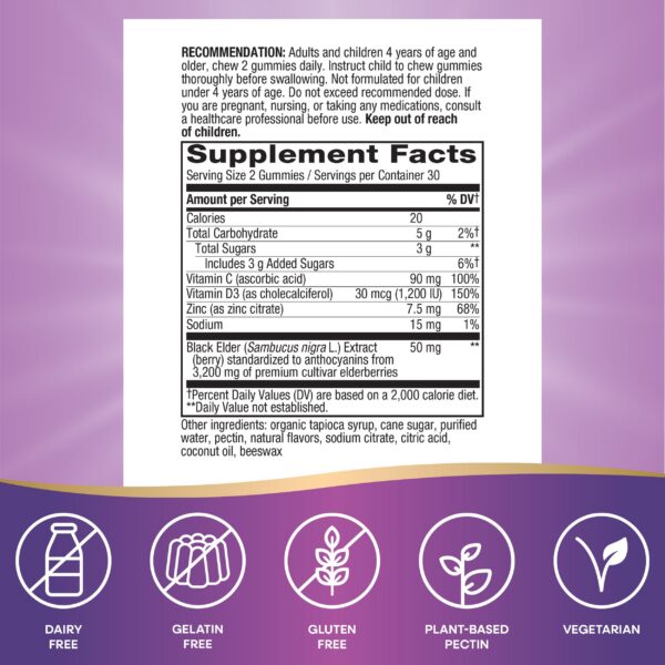 Gomitas veganas sin gluten Sambucus Nature’s Way 60 unidades