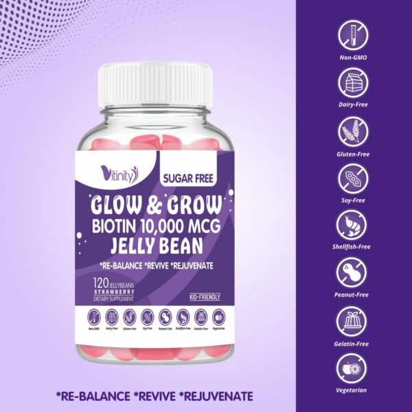 Gomitas VEGETARIANAS y sin azúcar Biotina 10000 mcg VITINITY