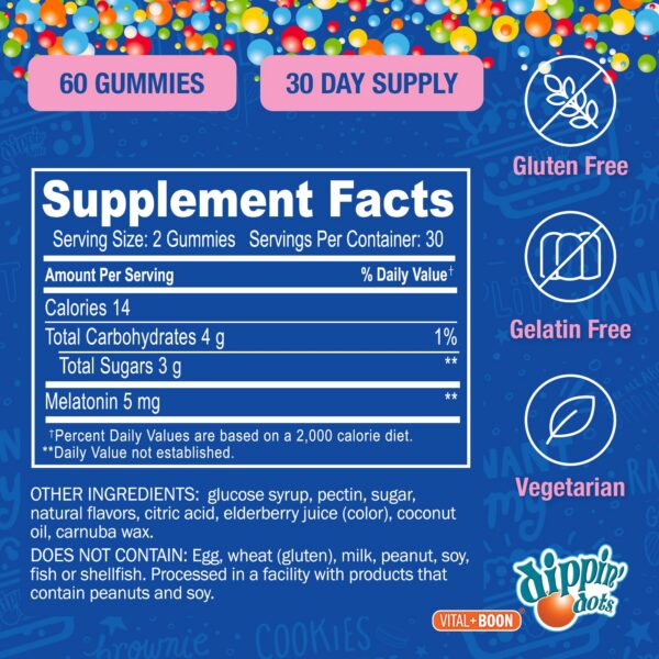 Gomitas Vital+Boon melatonina para dormir mejor niños y adultos