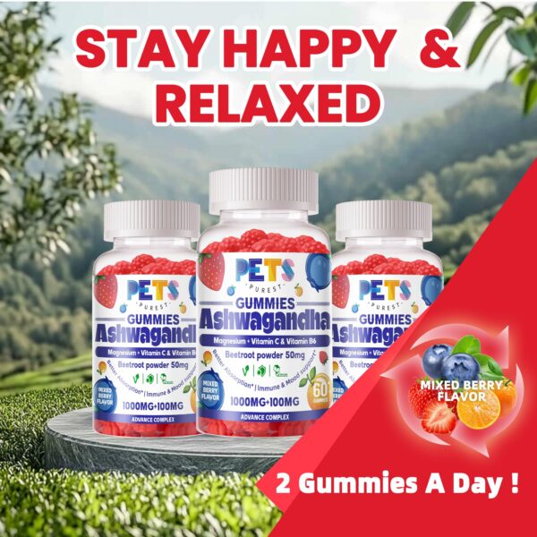 Gomitas vitamina D3 y ashwagandha sin sabores artificiales