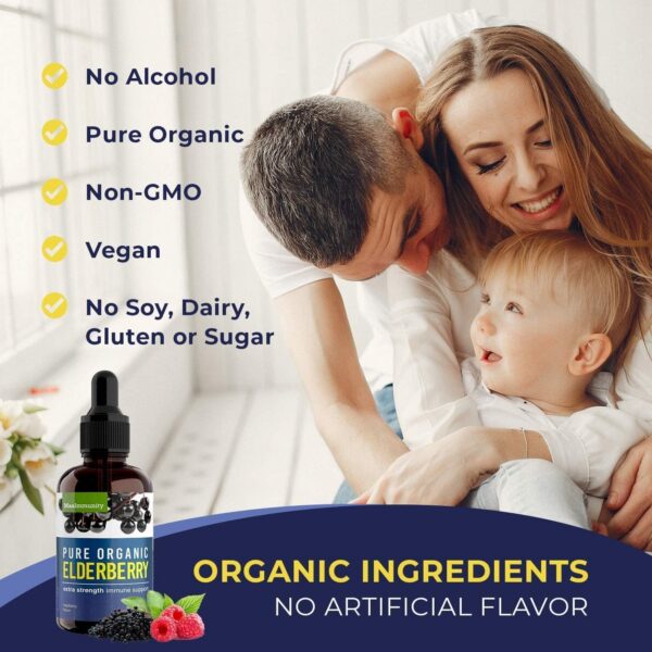 Gotas líquidas de extracto de saúco Sambucus orgánico