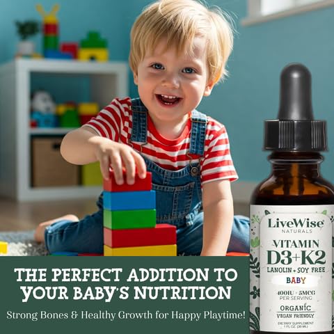 Gotas líquidas vitamina D3 y K2 para crecimiento saludable