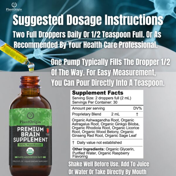 Gotas nootrópicas 30 dosis PLANTORIGIN frasco 2 oz