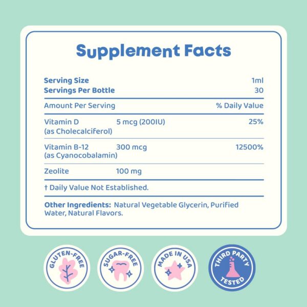 Gotas de zeolita sabor berry para niños y vitamina D3