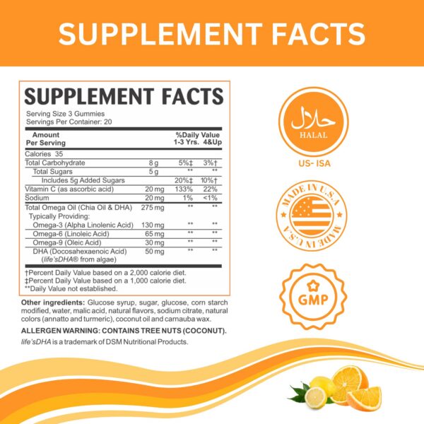 Gomitas Omega-3 Halal en primer plano