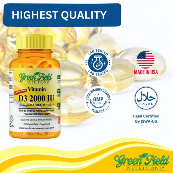 Version 1.0.0 Greenfield Nutritions vitamina D3 softgels y caja lateral