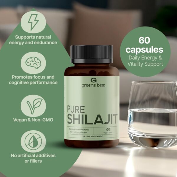 Cápsulas Shilajit Himalaya en mano Green's Best
