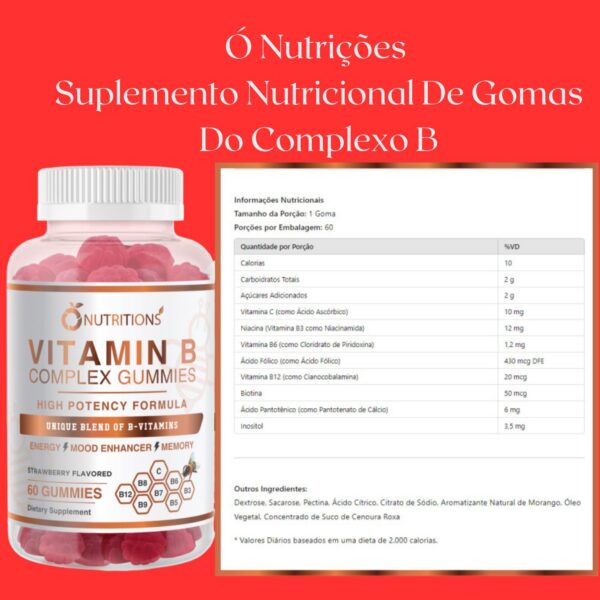 Gummies vitamina B complejo veganas O NUTRITIONS 60ct paquete doble