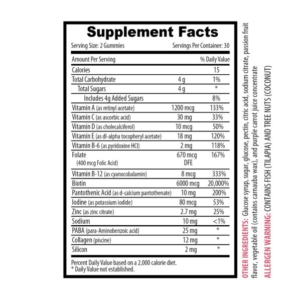 Frasco con etiqueta de ingredientes