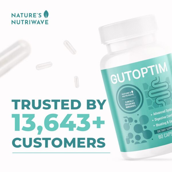 Frasco GutOptim con 60 cápsulas probióticos y prebióticos
