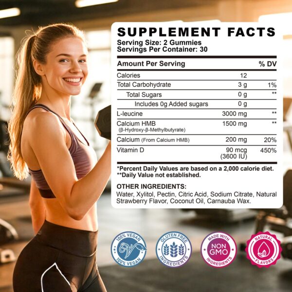 Caja y bolsas de gomitas HMB L-Leucina