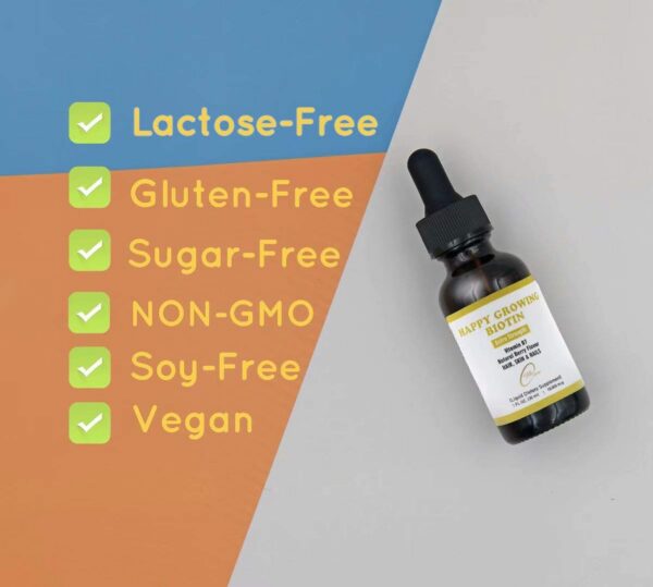 Frasco de vidrio con etiqueta de biotina