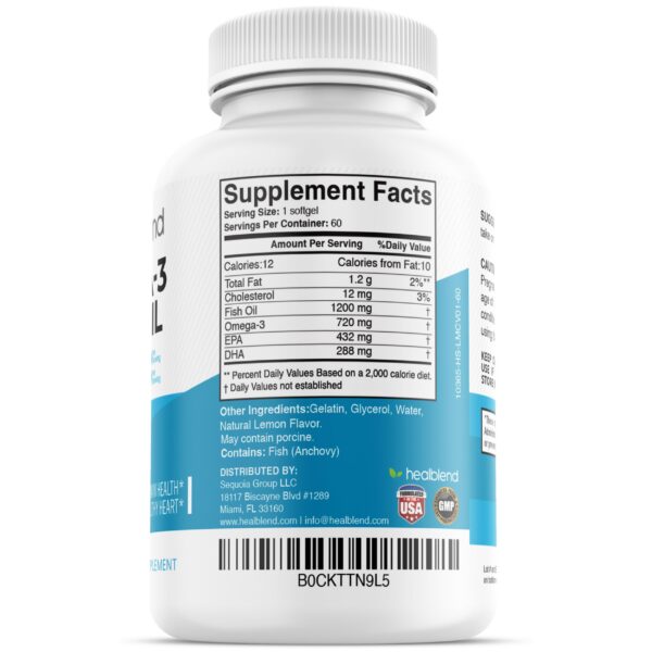 Envase y etiqueta healblend Omega 3 DHA/EPA