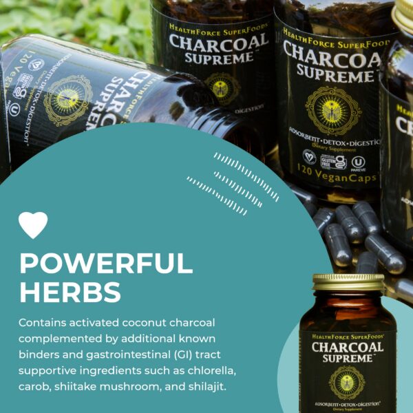 HealthForce SuperFoods carbón activo cápsulas digestivas sin gluten