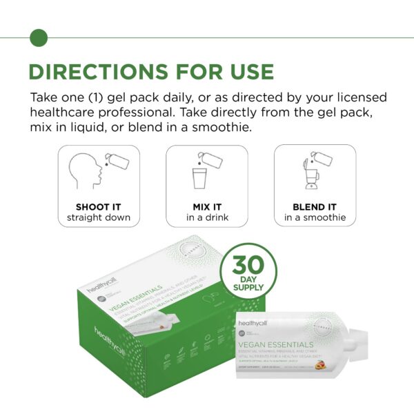 Version 1.0.0 Gel pack abierto multivitamínico vegano líquido HealthyCell Essentials