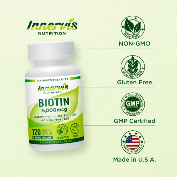 Hecho en USA Biotina Innervisnutrition 5000mcg