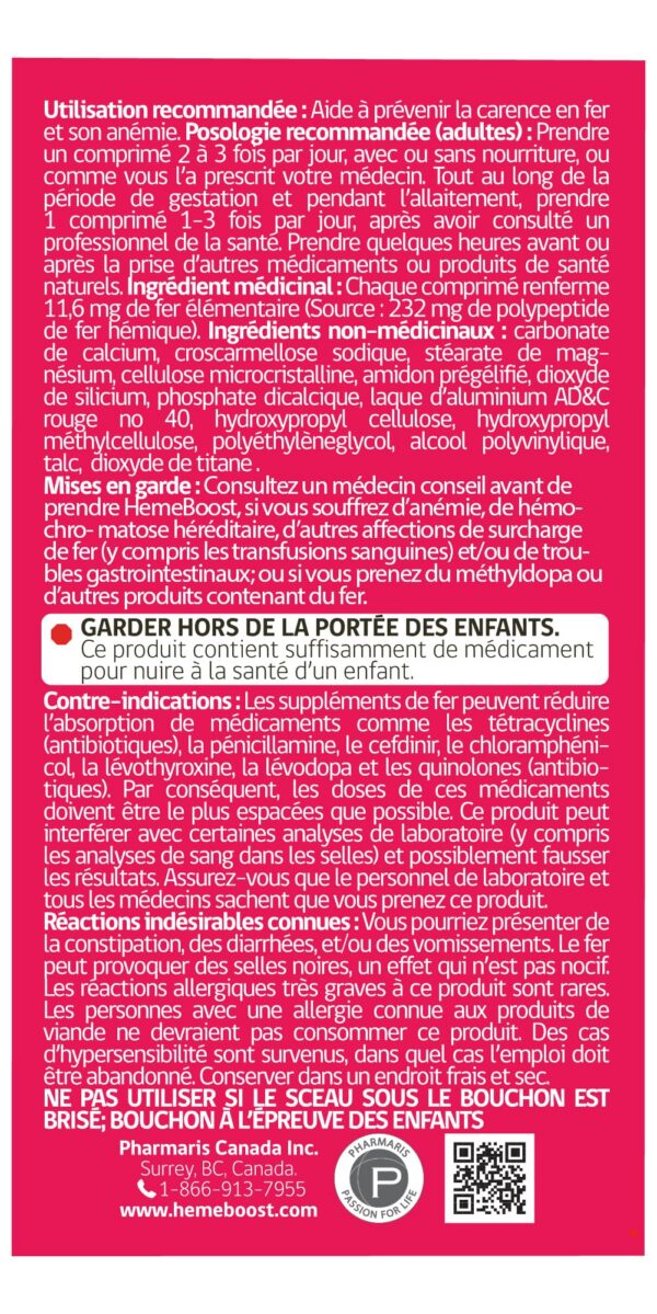 Tabletas Hemeboost con alta potencia de hierro hemo